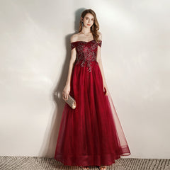 The Ursula Off Shoulder Grey / Red Gown
