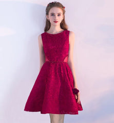 The Eugenia Red / Grey Sleeveless Short Midi Cocktail Dress