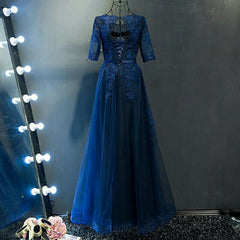 The Meredy Long Sleeve Midnight Blue Gown