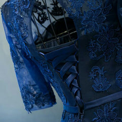 The Meredy Long Sleeve Midnight Blue Gown
