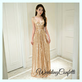 The Erinsa Gold Sleeveless Evening Gown