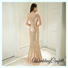 The Erinsa Gold Sleeveless Evening Gown