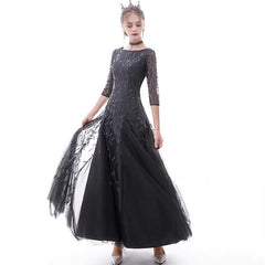 The Marleigh Long Sleeve Black/Blue/Silver Gown