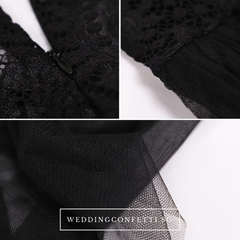 The Veronica Black Cap Sleeves Gown