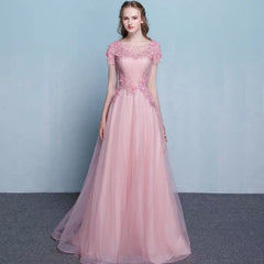 The Pennslyvania Pink Short Sleeve Tulle Gown