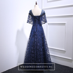 The Veranda Royal Blue Cape Sleeves Gown