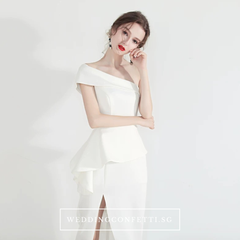 The Charis One Shoulder Origami Red / White Dress With Slit