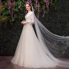 The Kylie Wedding Bridal Illusion Lace Sleeve Gown