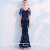 The Tina Blue Cape Sleeve Gown