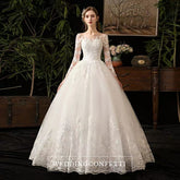 The Quentine Wedding Bridal Illusion Long Sleeves Gown