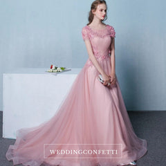 The Pennslyvania Pink Short Sleeve Tulle Gown