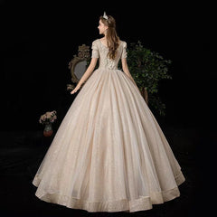 The Isabrina Wedding Bridal Short Sleeves Champagne Gown