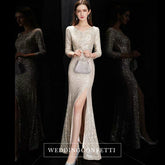 The Quenta Long Sleeves Sequined Gown
