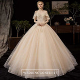 The Serenity Wedding Bridal Off Shoulder Glitter Champagne Gown