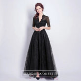 The Lerynn Short Sleeve Black Gown