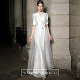 The Paloma Wedding Bridal White Short Sleeve Gown