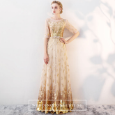 The Trina Gold Long Sleeves Gown