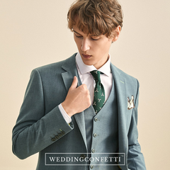 Clementine Groom Airy Blue Suit, Vest, Pants (3 Piece)