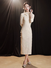 The Silhoue Long Sleeves Cheongsam Gown