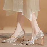 The Hiryu Wedding Bridal Champagne Gold/Silver Heels (Available in 3 Heights)