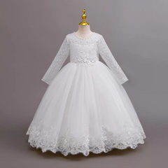 The Janny Flower Girl Dress (Long Sleeves) (Available in 4 colours)