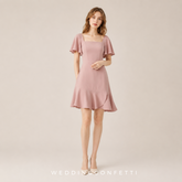 The Renee Pink Flare Sleeves Dress
