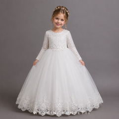The Janny Flower Girl Dress (Long Sleeves) (Available in 4 colours)