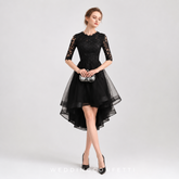 The Louise Long Sleeve Black High Low Gown (Available in 3 Colours)