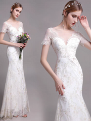 The Riley Wedding Bridal Short Sleeves Gown