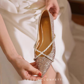 The Hanny Wedding Bridal Champagne Flats
