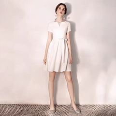 The Rishella White Short Sleeve Dress