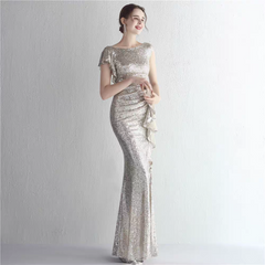 The Jernelle Gold/Silver/Black/White/Red Cap Sleeves Glitter Dress