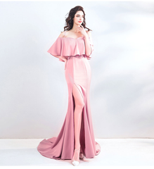 The Henriette Pink Off Shoulder Gown
