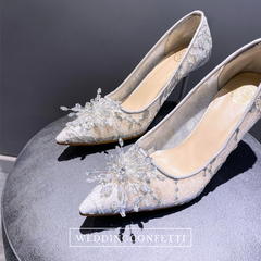 The Leily Grey Lace Heels