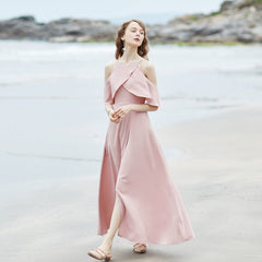 The Raylie Cold Off Shoulder Chiffon Dress (Customisable)