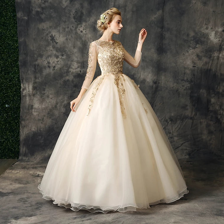 The Stellar Champagne Ball Gown