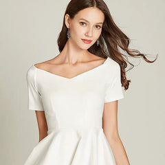 The Vichy Off White Off Shoulder Short Dress