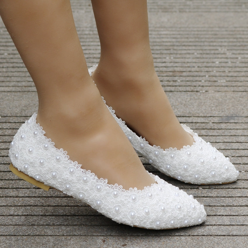 The Lora Wedding Bridal White Heels/Flats