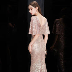 The Rayna Gold Sequined Draped Sleeves Gown (Available in 2 colours)