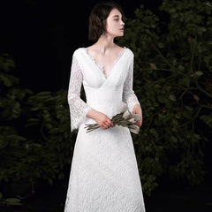 The Ophelia Wedding Bridal Trumpet Sleeves Lace Gown