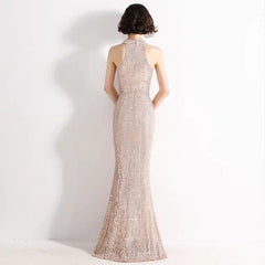 The Lilian Gold Sequined Halter Gown (Available in 2 colours)