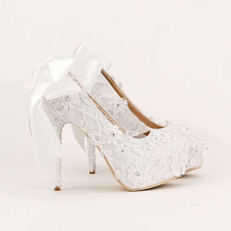 The Cara Wedding Bridal White Heels