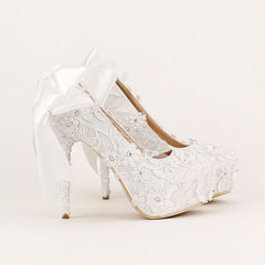 The Cara Wedding Bridal White Heels