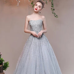 The Heather Grey Glitter Tube Gown (Customisable)