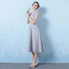 The Eugenia Red / Grey Sleeveless Short Midi Cocktail Dress