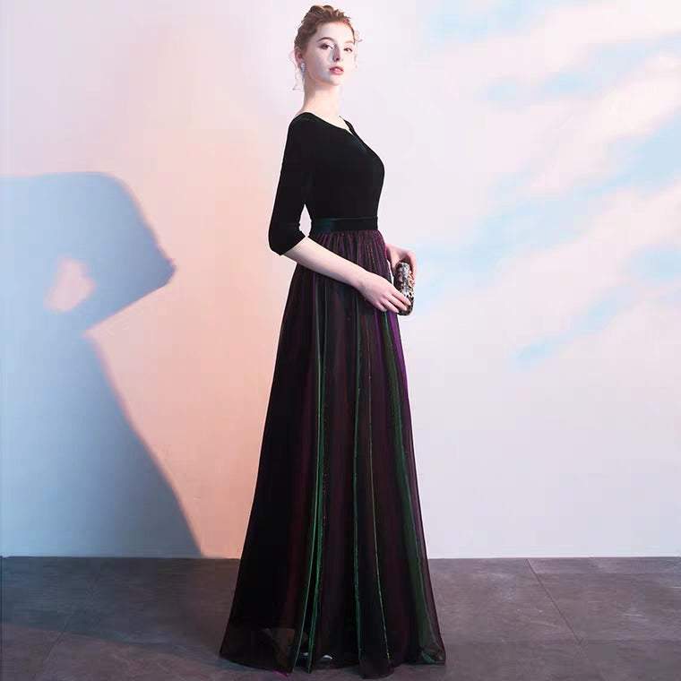 The Rita Black Ombre Long Sleeves Gown