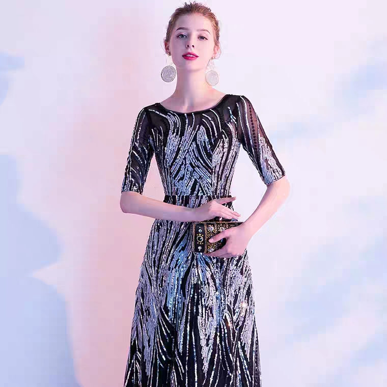 The Ariel Black Long Sleeves Gown