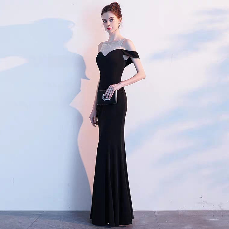 The Tiffanie Black Off Shoulder Gown