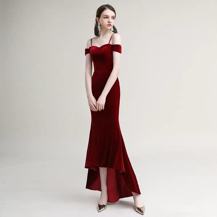 The Radienne Red Off Shoulder Gown