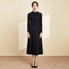 The Linda Black Short/Long Sleeves Dress